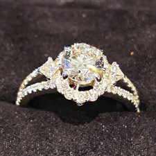 18ct White Gold Diamond Cluster Ring Set Size K GIA 1.74ctw Wedding Rings Also