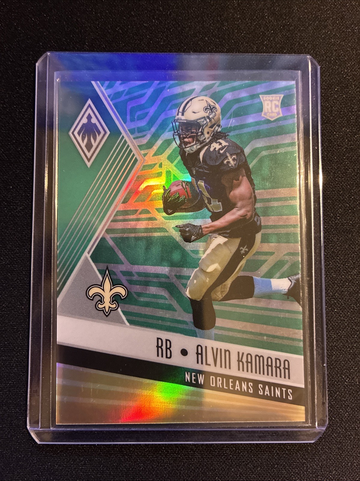 Alvin Kamara 2017 Phoenix Rookie no. 113 GREEN Holo /25