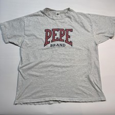 Pepe Brand Shirt Mens One Size Gray Logo Graphic Tee T-Shirt Made In USA