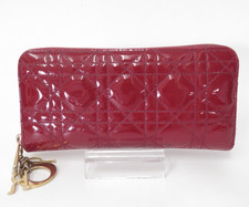 Portafoglio lungo originale Christian DIOR Cannage in pelle verniciata con...