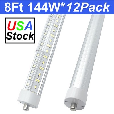 12 Pack 8 Ft Led Tube Light Bulbs Single Pin 144W FA8 Shop Lights 6500K T8 NO RF