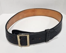 Don Hume B101 Black Leather 2.25" Police Service Duty Belt Gold Buckle Sz 34