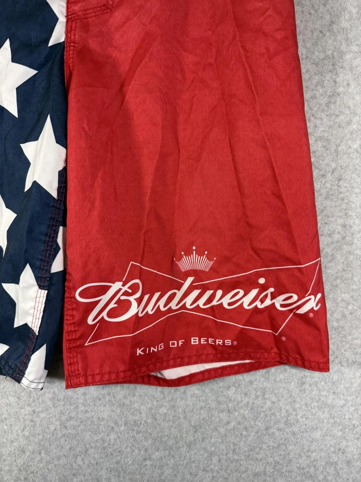 百威泳裤男式 30 红色白色蓝色美国国旗星星板短裤 — 第 2/4 张图片