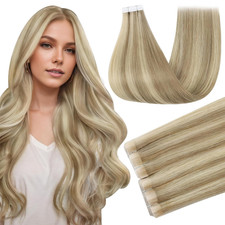 Blonde Tape in Hair Extensions Color 16 Highlight 22 Blonde Remy Injection Tape