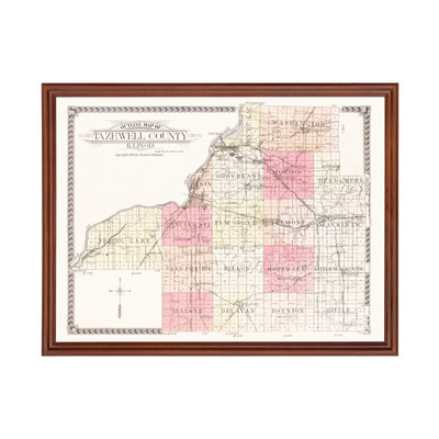 Old Map of Tazewell County, IL 1929 - Vintage Illinois Art