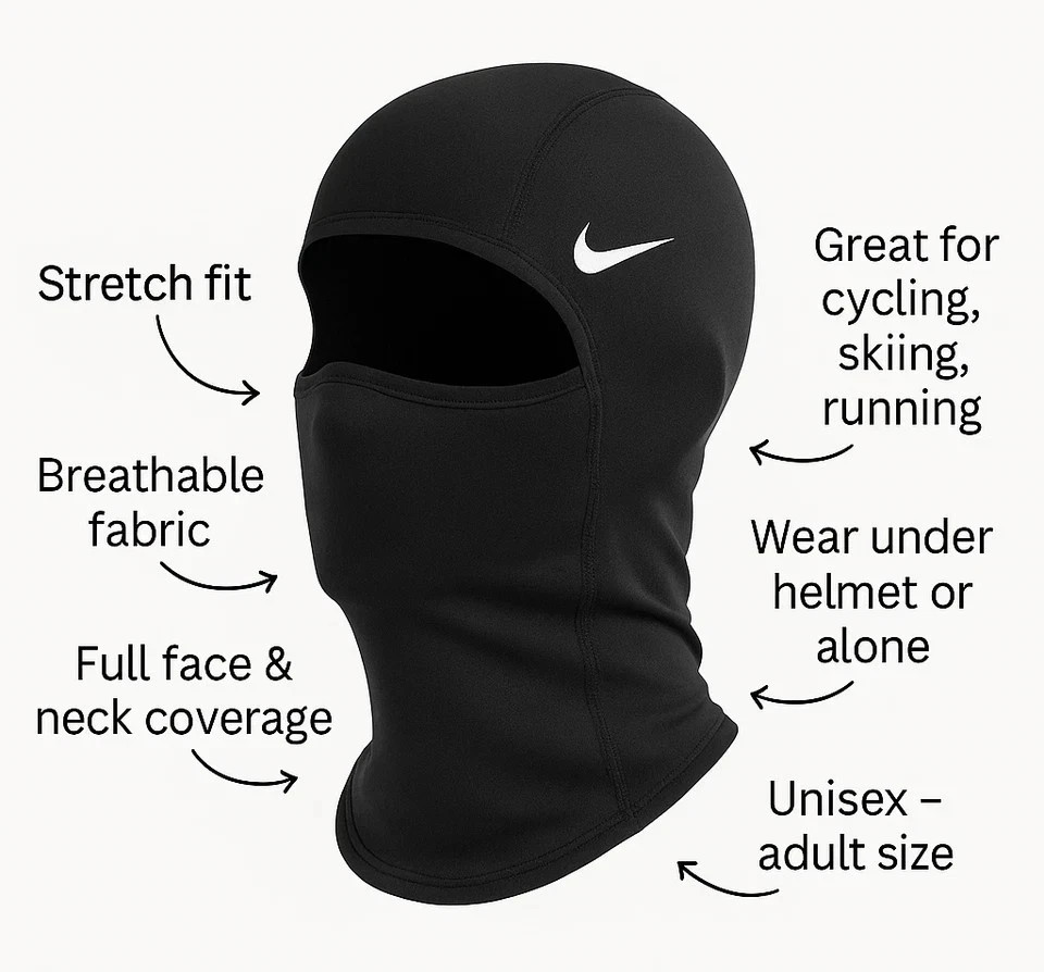 Nike Pro therma-fit hyperwarm hood ski mask black, balclava, New