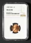 1909 VDB Lincoln Wheat Cent NGC MS 65 RD