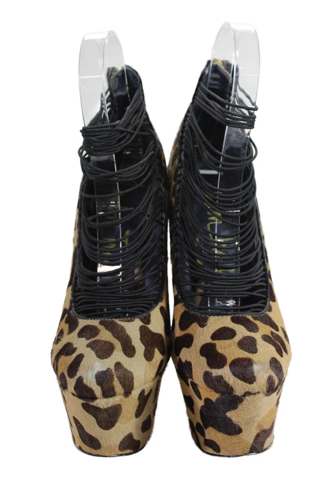 Zapatos de tacón de aguja London Trash de cuero con estampado animal marrón talla 7 Foto 2 de 4