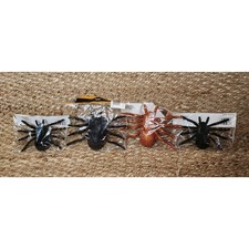 Large Tarantula Spiders Scary Halloween Prop Decor 4 Pc Arachnid NEW 