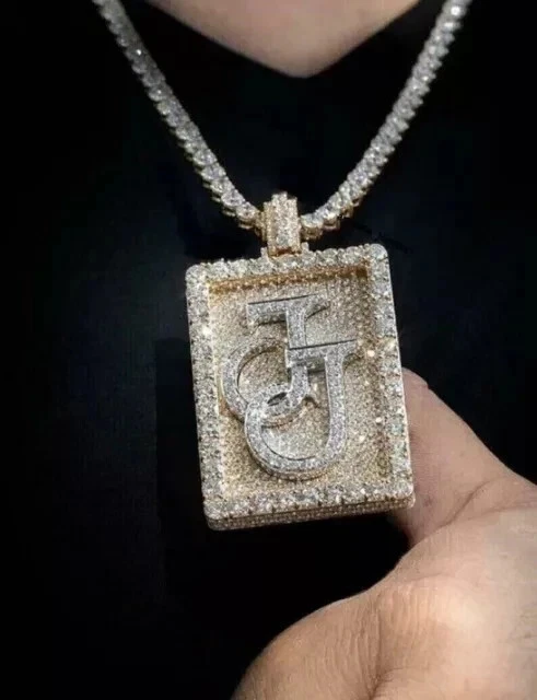 Men's Customize J Letter Pendant 925 Sterling Silver Round Cut Real Moissanite - Image 4 of 4