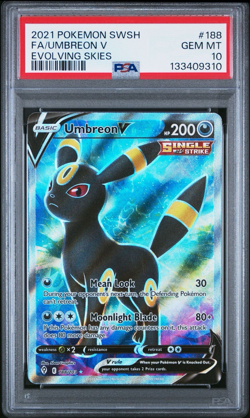 Pokemon TCG Umbreon V 188/203 Evolving Skies! PSA 10!