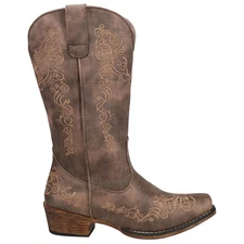 Roper Riley Scroll Embroidered Snip Toe Cowboy  Womens Brown Casual Boots 6.5