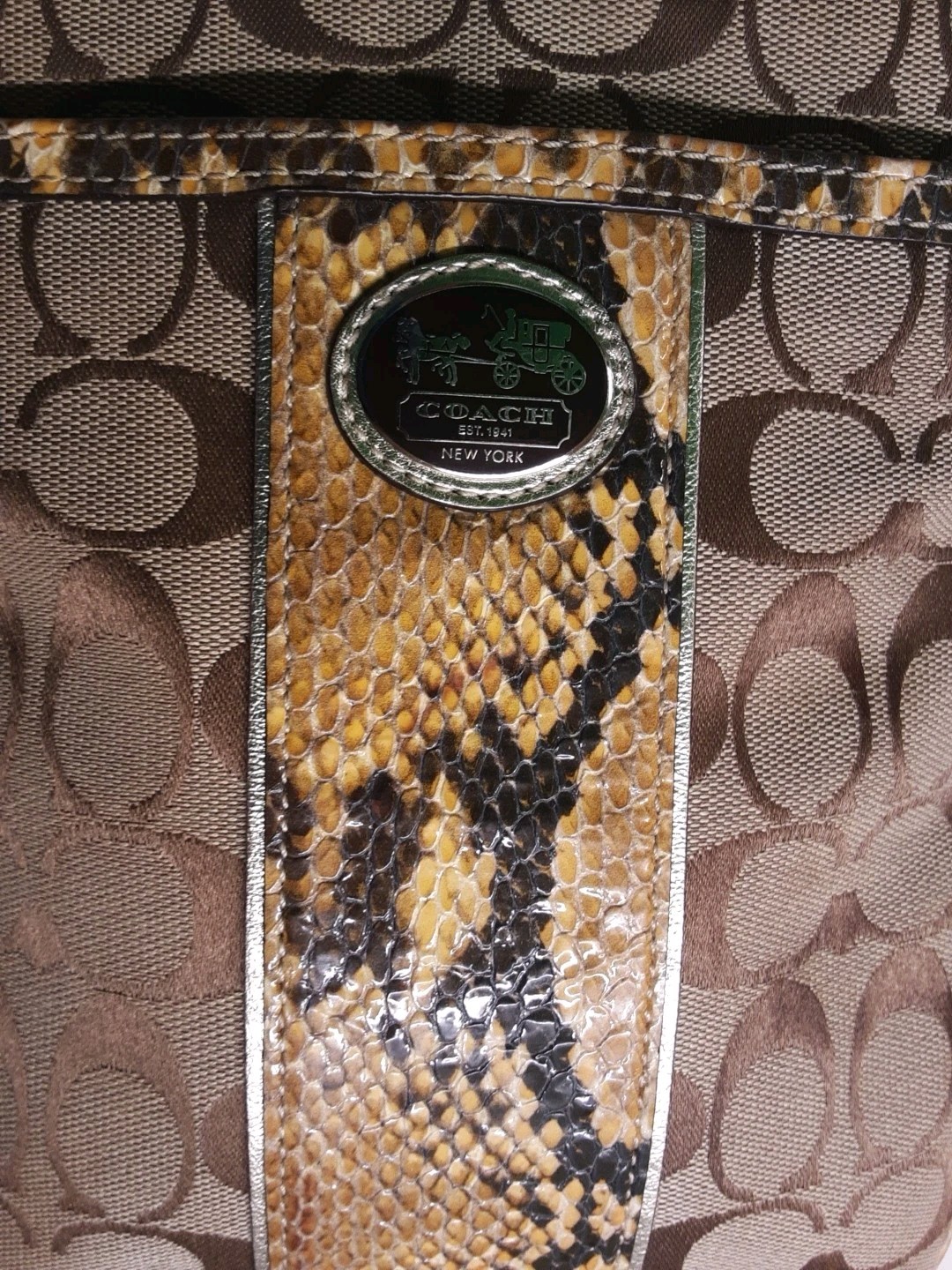 COACH-Sutton-Signature Crossbody-Python Trim-Gold… - image 7