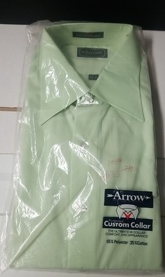 Vintage Arrow Custom Collar Button Up Shirt Size 16.5 - 35 Light Mint Green