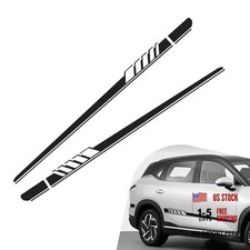 Car Side Skirt Decals, Car Body Racing Style Long Stripes Decal, 2 PCS Black