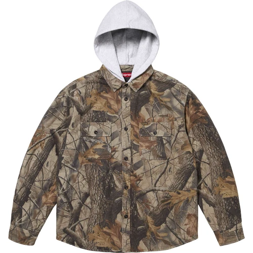 Taille L Chemise en flanelle doublée matelassée à capuche Supreme x RealTree (SS25)