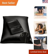 Black Satin Pillowcase Set of 2 with Zipper   Elegant Hair  Skin Care Solution
