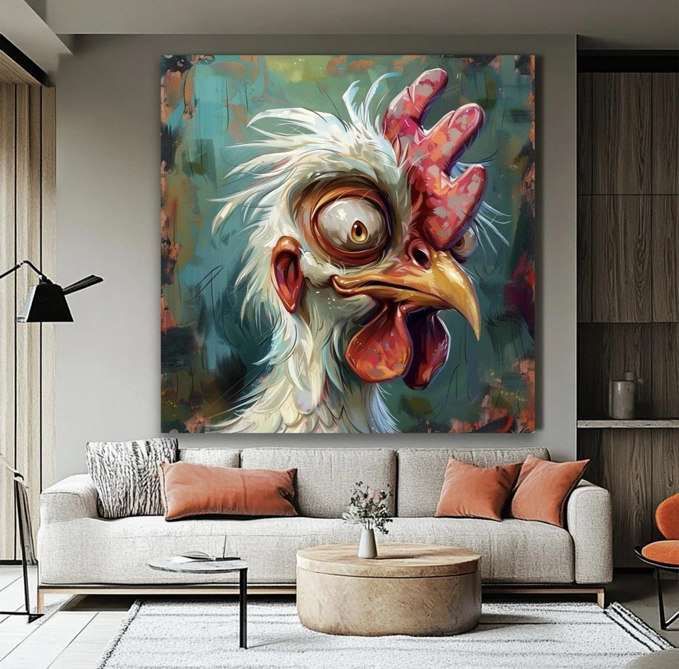 Lienzo Arte de Pared Impresión Graffiti Gallo Feo Arte Pop Moderno Hogar Decoración de Pared Foto 3 de 4