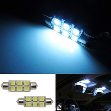 2 White 6-smd 39mm 41mm 6411 Festoon Led Visor Vanity Mirror Light Bulbs