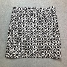 Talbots Womens Skirt Size 6 Navy Blue White Geometric Print A Line Lined