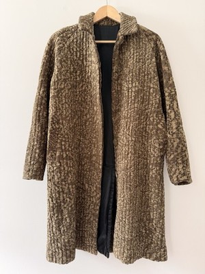 Kiss of the Wolf Elegant Brown Textured Women's Coat Hand Painted Fabrics S - M