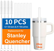 10 Pack Replacement Straw for Stanley Quencher 14/20Oz, 6 Pack Reusable Clear Pl