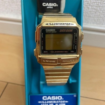 CASIO DATA BANK Telememo 50 Gold Uhr 50M Wasserdicht