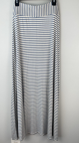 Anthropologie Odille Maxi Skirt Blue White Striped Stretch 90's USA Made Size S - Picture 2 of 13
