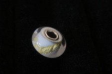 Trollbeads White & Gold Chakra Morano Glass Bead Charm Sterling Silver 925S LAA