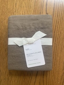 NWT Pottery Barn Belgian Flax Linen Mocha Set Pair Of Euro Shams Brown