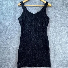 Vintage Dress Womens Small Black Sparkle Cocktail Classic LBD NYE Velvet