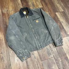 Vintage Carhartt Detroit J97 GVL Gravel Gray Blanket Lined Canvas Jacket Large