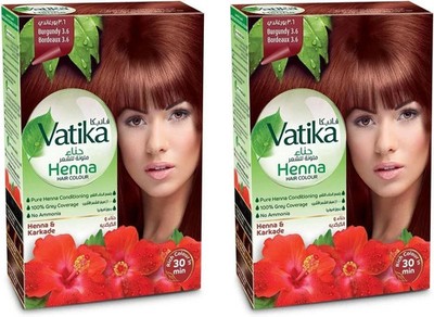Vatika Naturals Henna Haarfarbe 6 x 10 g (2er Pack) Burgunder Farbe für gesunde