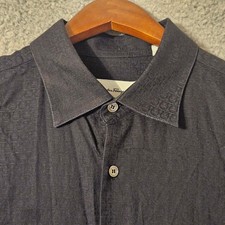 Salvatore Ferragamo Mens Gancini Monogram Cotton Shirt Black Size Large Italy