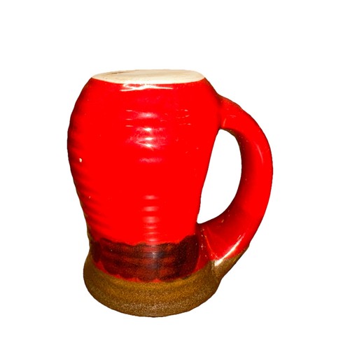 Large Size Red Brown Glazed Coffee Mug Art Pottery Stoneware Thick Handle - Picture 6 of 11