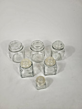 Vintage Clear Glass Canister Set Lot of 6 Square Storage Jars Kitchen Pantry