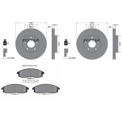 TEXTAR BREMSSCHEIBEN 280mm + BELÄGE VORNE passend für NISSAN MAXIMA / QX A32