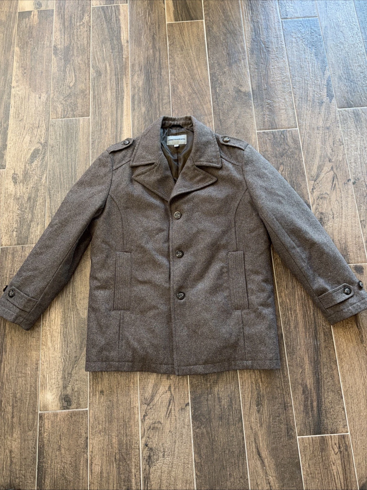 Johnston & Murphy Men’s L  Wool Blend Overcoat Car Coat image 1