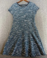 Talbots Marled Knit Faux Leather Trim Short Sleeve A-Line Dress Women’s Size 14