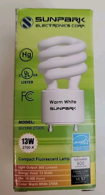 Sunpark Electronics Warm White BULB 13W / 2700K / 900 Lumens (Model GU13W 2700K)