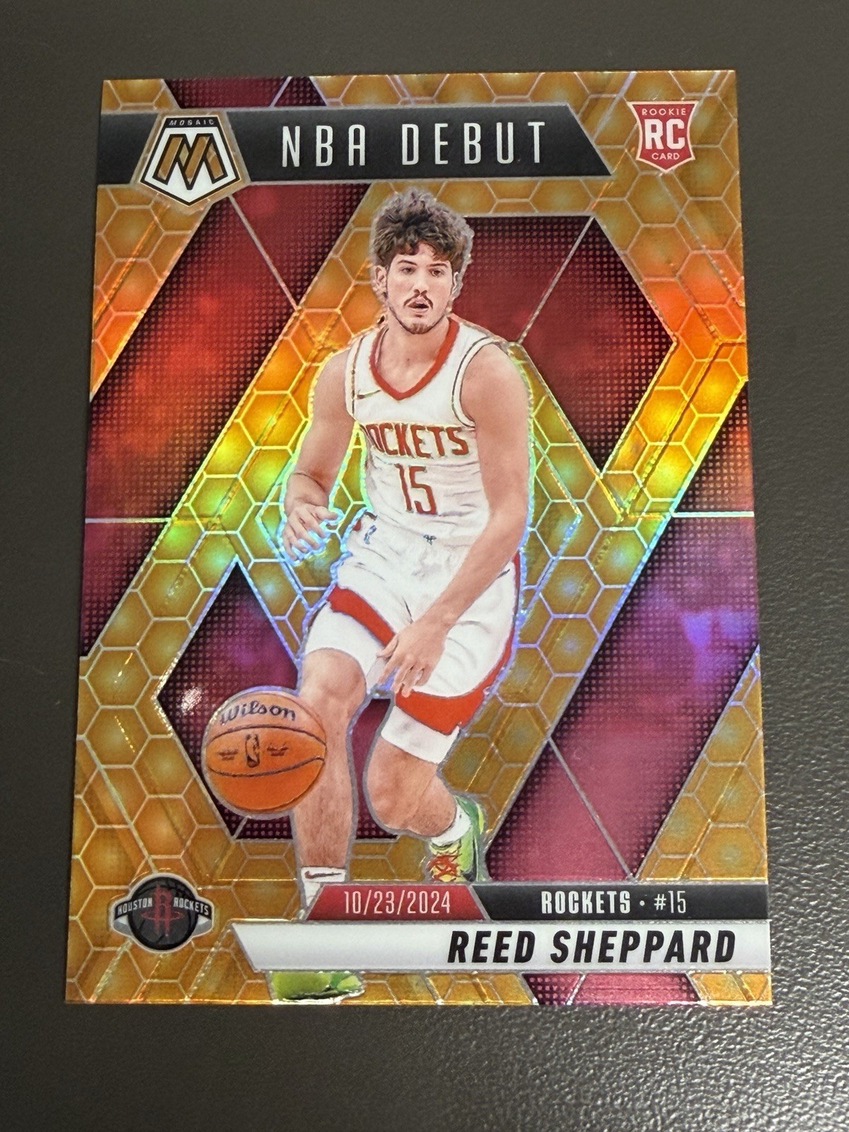2024-25 Panini Mosaic - NBA Debut Reed Sheppard #252 Honeycomb Mosaic Prizm (RC)