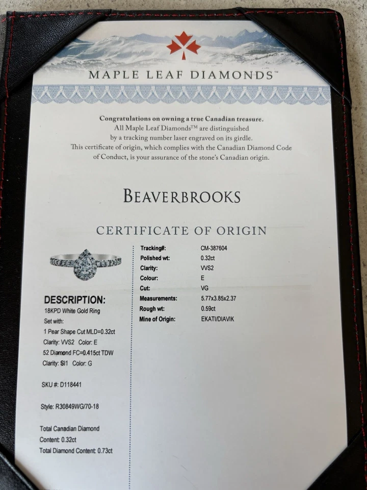 18 Ct White Gold Maple Leaf Diamond Ring Size R - Image 4 of 4