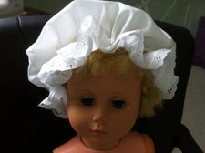White Muffin bath Mob Mop hat cap photo prop sz nb,3,6,9,12,18 24 mo 