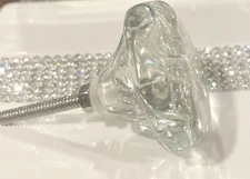 Clear Glass Cabinet Knob RESTORATION HARDWARE Silver w/ fixing Screw 1.75" round