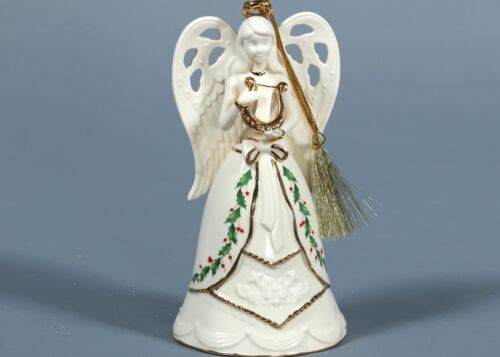 LENOX ANGEL BELL HARP Holiday Ornament Porcelain Gold Trim 6” - Picture 1 of 6
