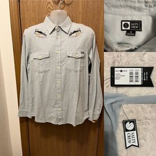 NWT Salty Crew Cortes Long Sleeve Woven Button Up Men  s Shirt Light Blue Medium