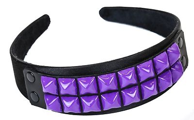 Studded Leather Headband Costume Halloween Headpiece Goth Style Purple