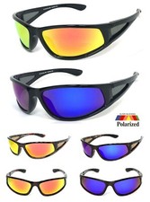 Polarized Sunglasses Wrap Biker Motor-cycle Fishing Mirror Lens Glossy Frame