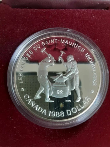 1988 Canada Silver Proof Ironworks Forge Of Saint Maurice Dollar Case Commem
