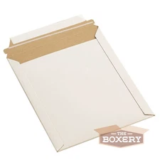 100 - 11x13.5'' Rigid Flat Photo Mailers - Self-Seal - White from The Boxery 